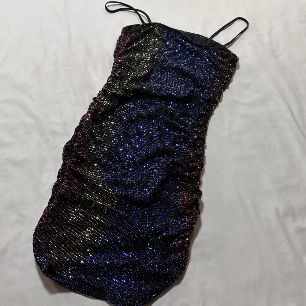 Sabora mini rouched dress glitter size small - Picture 6 of 8